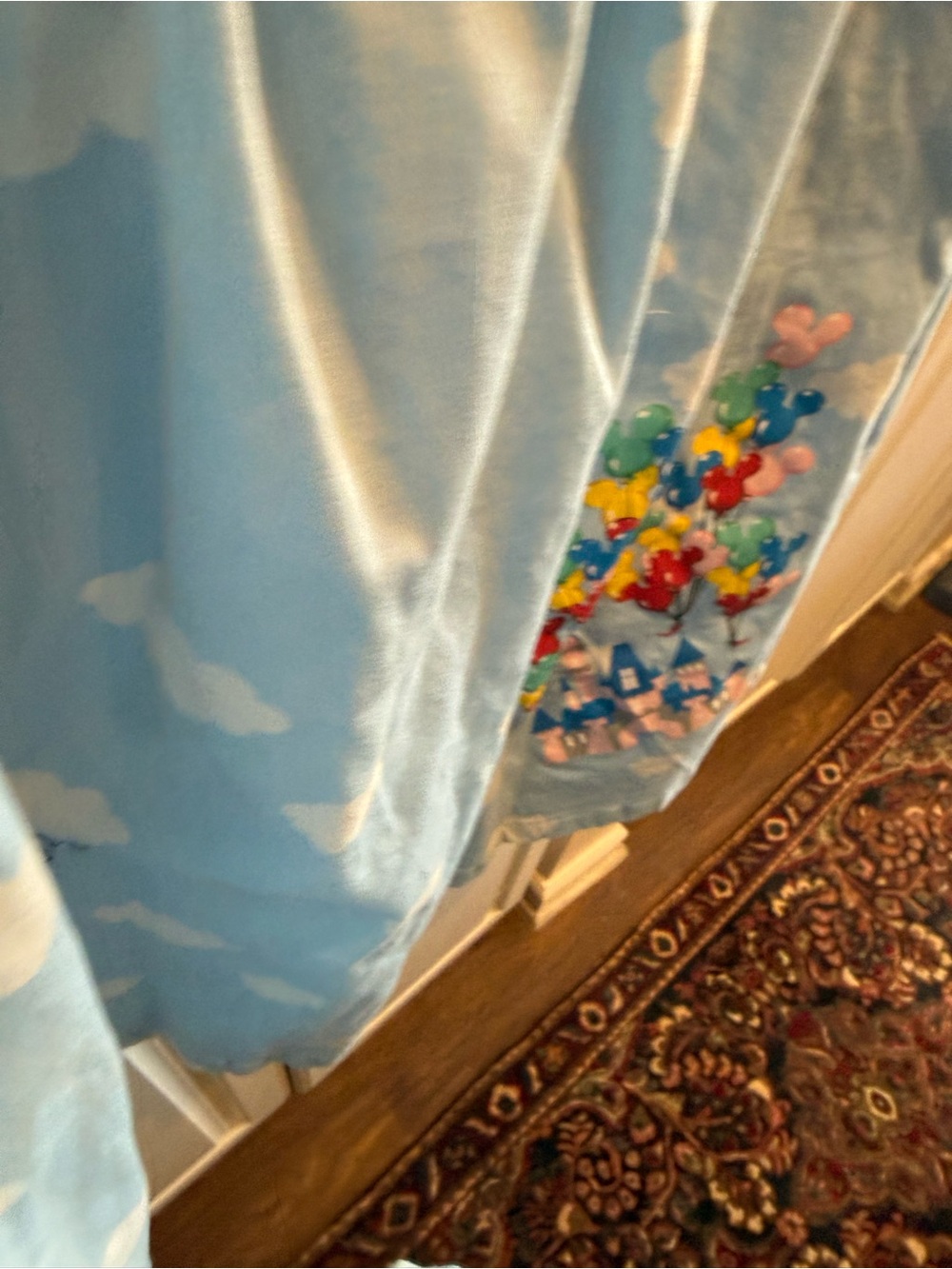 Disney Light Blue Cloud Skirt with painted Multicolor Balloon Bouquet and Castle - Picture 3 of 6